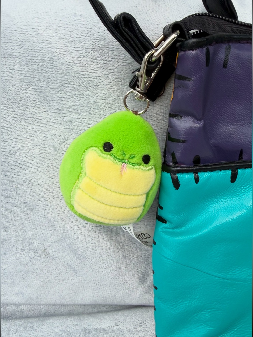 3” Handmade Squishmallow Amalie snake keychain bag charm
